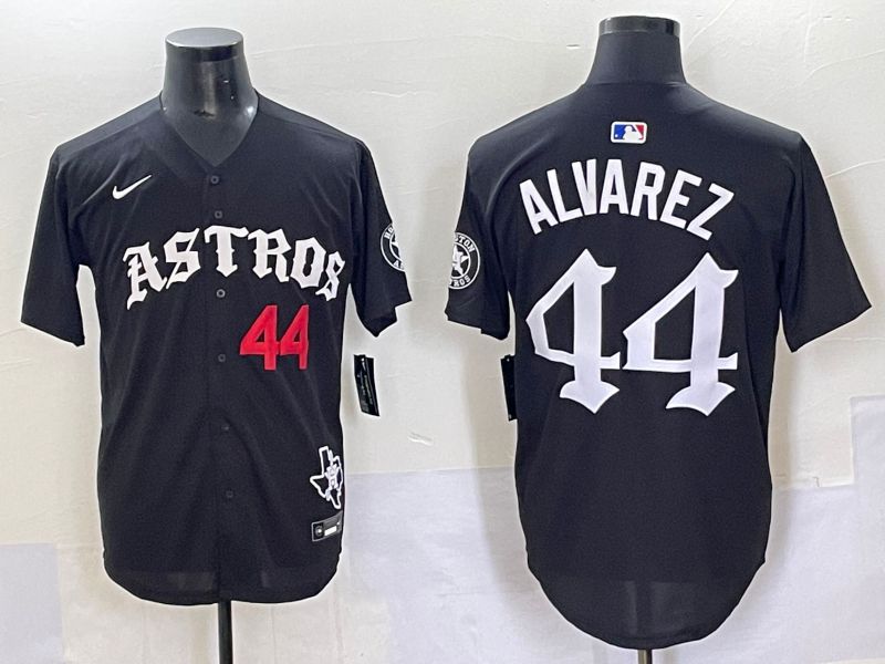Men 2025 Houston Astros 44 Alvarez Black Seven generations Joint Name Nike MLB Jersey style 2